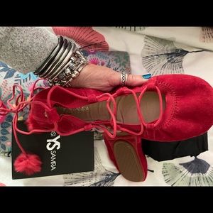 Yosi Samra tie up ballerina flats sz10 never used